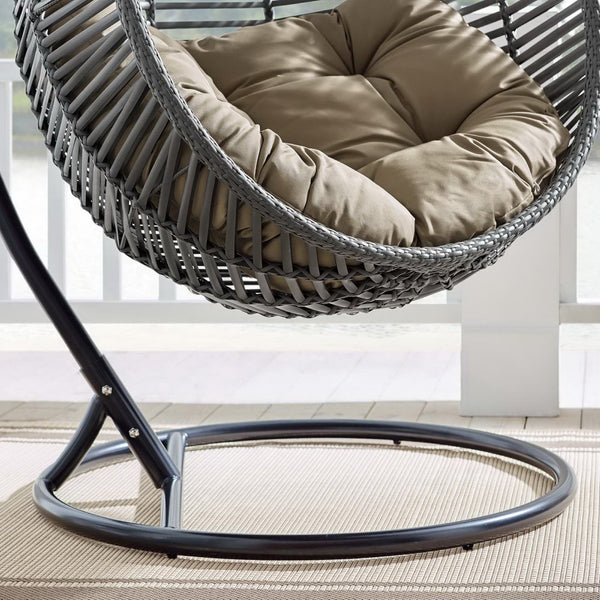 Modway Furniture Garner Teardrop Outdoor Patio Swing Chair - Stylish All-Weather Comfort for Indoor & Outdoor Spaces Gray Mocha EEI-3614-GRY-MOC