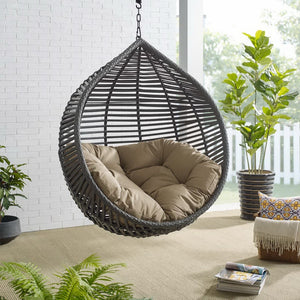Modway Furniture Garner Teardrop Outdoor Patio Swing Chair - Stylish All-Weather Comfort for Indoor & Outdoor Spaces Gray Mocha EEI-3614-GRY-MOC
