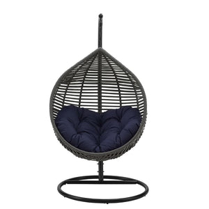 Modway Furniture Garner Teardrop Outdoor Patio Swing Chair - Stylish All-Weather Comfort for Indoor & Outdoor Spaces Gray Navy EEI-3614-GRY-NAV