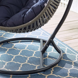 Modway Furniture Garner Teardrop Outdoor Patio Swing Chair - Stylish All-Weather Comfort for Indoor & Outdoor Spaces Gray Navy EEI-3614-GRY-NAV