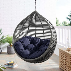 Modway Furniture Garner Teardrop Outdoor Patio Swing Chair - Stylish All-Weather Comfort for Indoor & Outdoor Spaces Gray Navy EEI-3614-GRY-NAV
