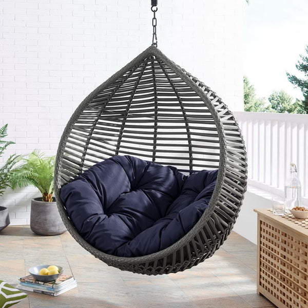 Modway Furniture Garner Teardrop Outdoor Patio Swing Chair - Stylish All-Weather Comfort for Indoor & Outdoor Spaces Gray Navy EEI-3614-GRY-NAV
