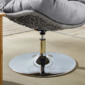 Modway Furniture Brighton Wicker Rattan Outdoor Swivel Lounge Chair – Stylish, Durable & Comfortable for Patios Light Gray Gray EEI-3616-LGR-GRY