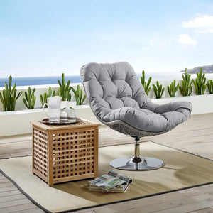 Modway Furniture Brighton Wicker Rattan Outdoor Swivel Lounge Chair – Stylish, Durable & Comfortable for Patios Light Gray Gray EEI-3616-LGR-GRY