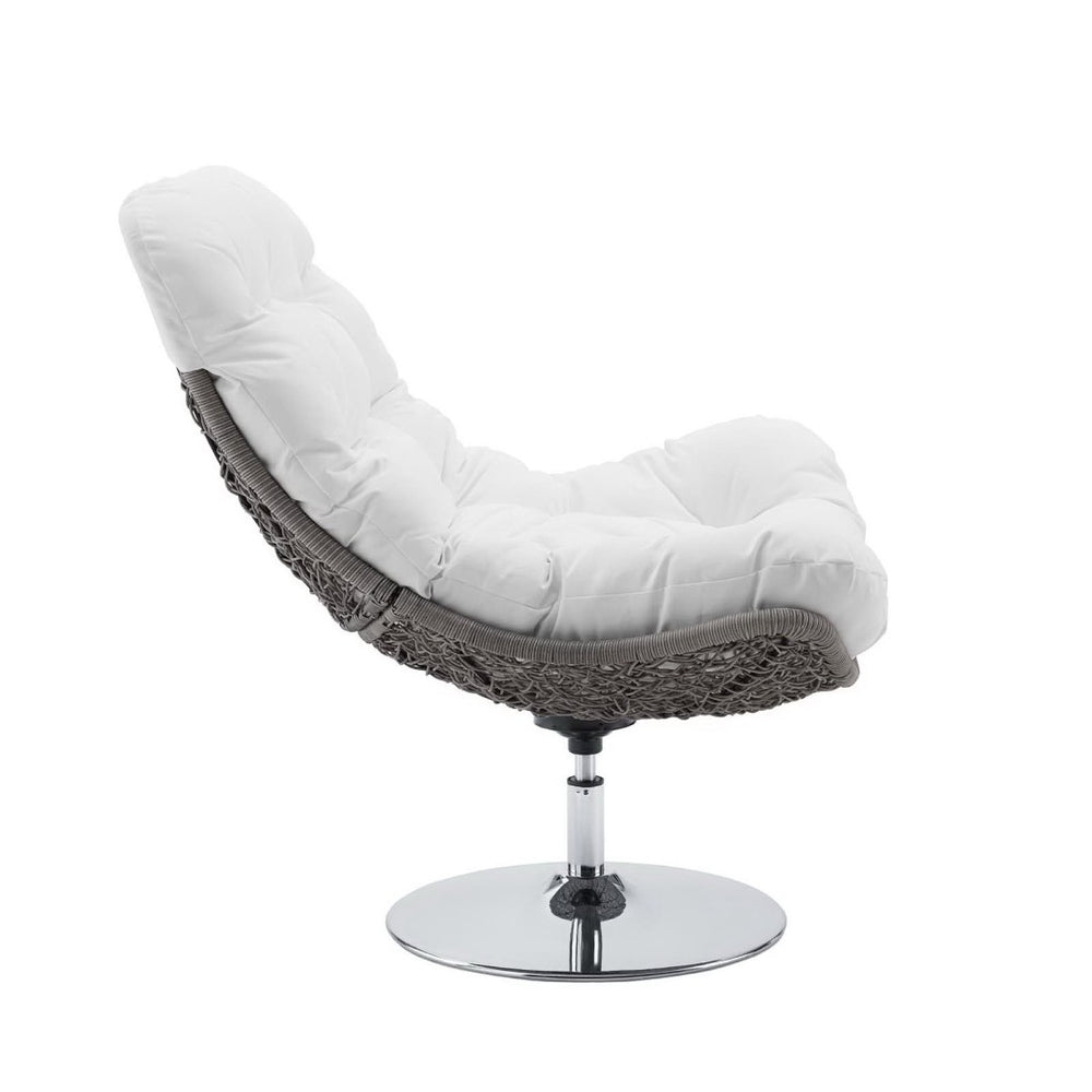 Modway Furniture Brighton Wicker Rattan Outdoor Swivel Lounge Chair – Stylish, Durable & Comfortable for Patios Light Gray White EEI-3616-LGR-WHI