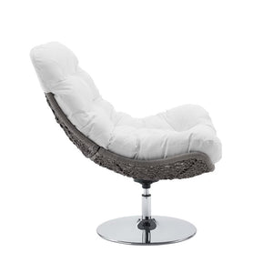 Modway Furniture Brighton Wicker Rattan Outdoor Swivel Lounge Chair – Stylish, Durable & Comfortable for Patios Light Gray White EEI-3616-LGR-WHI