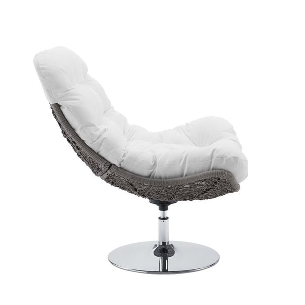 Modway Furniture Brighton Wicker Rattan Outdoor Swivel Lounge Chair – Stylish, Durable & Comfortable for Patios Light Gray White EEI-3616-LGR-WHI