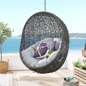 Modway Furniture Hide Outdoor Patio Swing Chair with Sunbrella® Cushions – Durable, Stylish, and Comfortable Lounge Chair Gray Gray EEI-3634-GRY-GRY