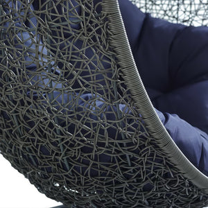 Modway Furniture Hide Outdoor Patio Swing Chair with Sunbrella® Cushions – Durable, Stylish, and Comfortable Lounge Chair Gray Navy EEI-3634-GRY-NAV