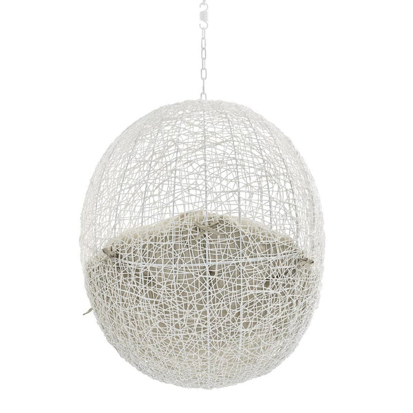 Modway Furniture Hide Outdoor Patio Swing Chair with Sunbrella® Cushions – Durable, Stylish, and Comfortable Lounge Chair White Beige EEI-3634-WHI-BEI