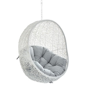 Modway Furniture Hide Outdoor Patio Swing Chair with Sunbrella® Cushions – Durable, Stylish, and Comfortable Lounge Chair White Gray EEI-3634-WHI-GRY