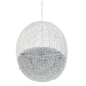 Modway Furniture Hide Outdoor Patio Swing Chair with Sunbrella® Cushions – Durable, Stylish, and Comfortable Lounge Chair White Gray EEI-3634-WHI-GRY