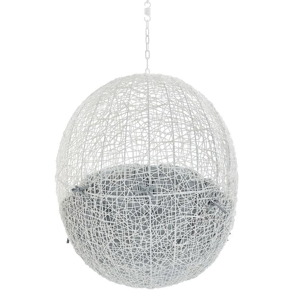 Modway Furniture Hide Outdoor Patio Swing Chair with Sunbrella® Cushions – Durable, Stylish, and Comfortable Lounge Chair White Gray EEI-3634-WHI-GRY