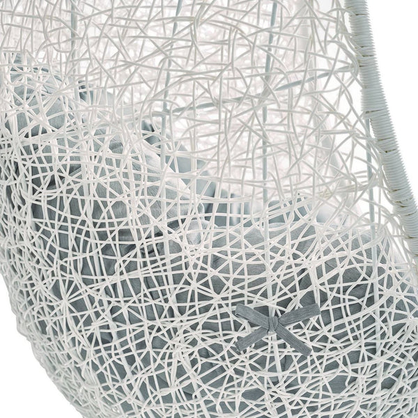 Modway Furniture Hide Outdoor Patio Swing Chair with Sunbrella® Cushions – Durable, Stylish, and Comfortable Lounge Chair White Gray EEI-3634-WHI-GRY