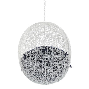 Modway Furniture Hide Outdoor Patio Swing Chair with Sunbrella® Cushions – Durable, Stylish, and Comfortable Lounge Chair White Navy EEI-3634-WHI-NAV