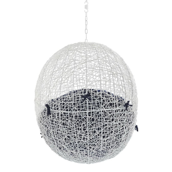 Modway Furniture Hide Outdoor Patio Swing Chair with Sunbrella® Cushions – Durable, Stylish, and Comfortable Lounge Chair White Navy EEI-3634-WHI-NAV