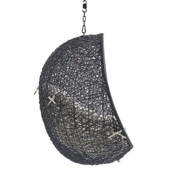 Modway Furniture Encase Sunbrella® Fabric Swing Lounge Chair - Durable Outdoor Comfort for Patios and Porches Black Beige EEI-3635-BLK-BEI