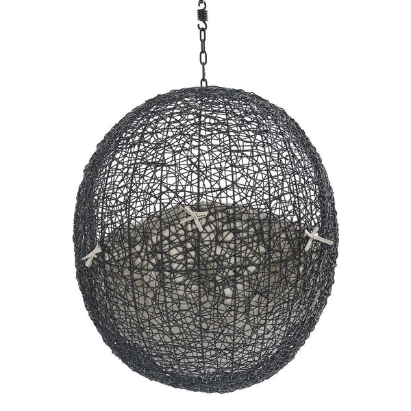 Modway Furniture Encase Sunbrella® Fabric Swing Lounge Chair - Durable Outdoor Comfort for Patios and Porches Black Beige EEI-3635-BLK-BEI