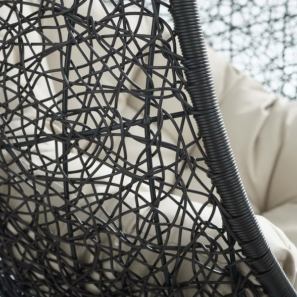 Modway Furniture Encase Sunbrella® Fabric Swing Lounge Chair - Durable Outdoor Comfort for Patios and Porches Black Beige EEI-3635-BLK-BEI