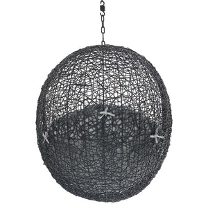 Modway Furniture Encase Sunbrella® Fabric Swing Lounge Chair - Durable Outdoor Comfort for Patios and Porches Black Gray EEI-3635-BLK-GRY