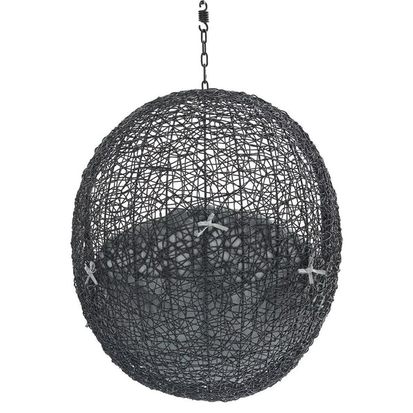 Modway Furniture Encase Sunbrella® Fabric Swing Lounge Chair - Durable Outdoor Comfort for Patios and Porches Black Gray EEI-3635-BLK-GRY