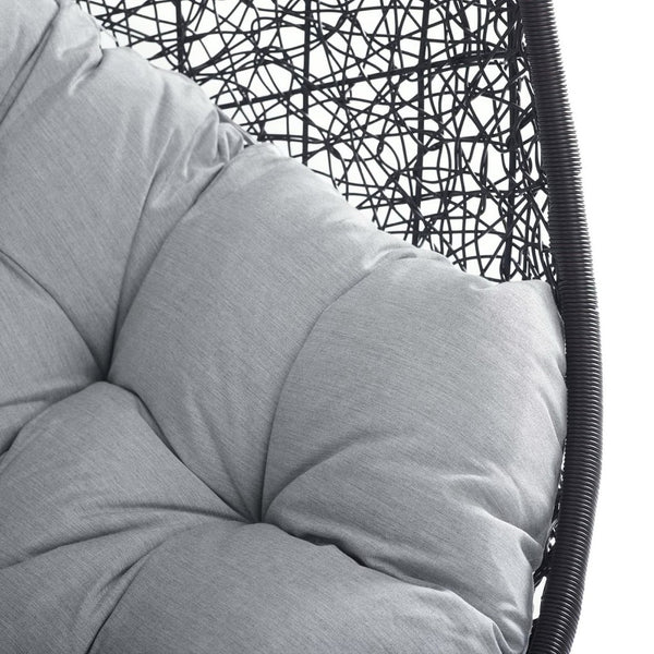 Modway Furniture Encase Sunbrella® Fabric Swing Lounge Chair - Durable Outdoor Comfort for Patios and Porches Black Gray EEI-3635-BLK-GRY