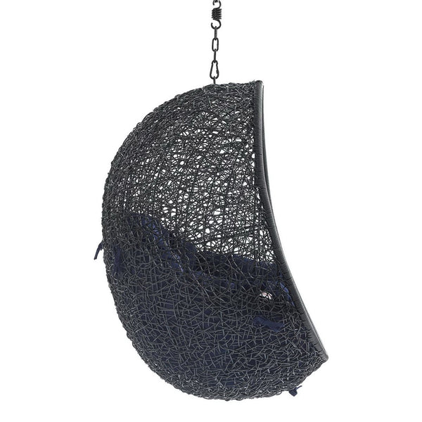 Modway Furniture Encase Sunbrella® Fabric Swing Lounge Chair - Durable Outdoor Comfort for Patios and Porches Black Navy EEI-3635-BLK-NAV