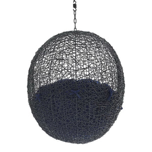 Modway Furniture Encase Sunbrella® Fabric Swing Lounge Chair - Durable Outdoor Comfort for Patios and Porches Black Navy EEI-3635-BLK-NAV