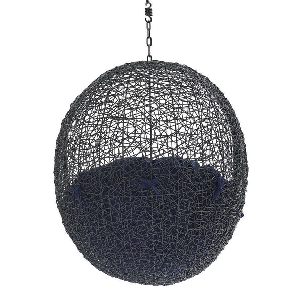 Modway Furniture Encase Sunbrella® Fabric Swing Lounge Chair - Durable Outdoor Comfort for Patios and Porches Black Navy EEI-3635-BLK-NAV