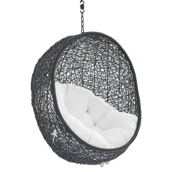 Modway Furniture Encase Sunbrella® Fabric Swing Lounge Chair - Durable Outdoor Comfort for Patios and Porches Black White EEI-3635-BLK-WHI