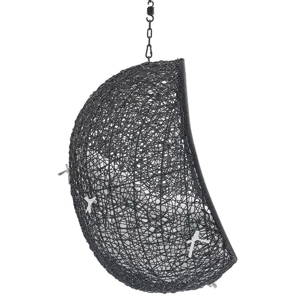 Modway Furniture Encase Sunbrella® Fabric Swing Lounge Chair - Durable Outdoor Comfort for Patios and Porches Black White EEI-3635-BLK-WHI