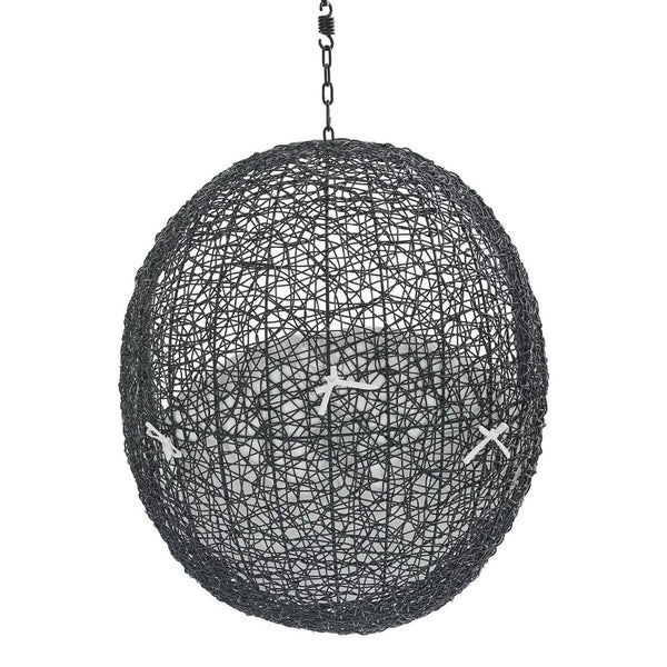 Modway Furniture Encase Sunbrella® Fabric Swing Lounge Chair - Durable Outdoor Comfort for Patios and Porches Black White EEI-3635-BLK-WHI