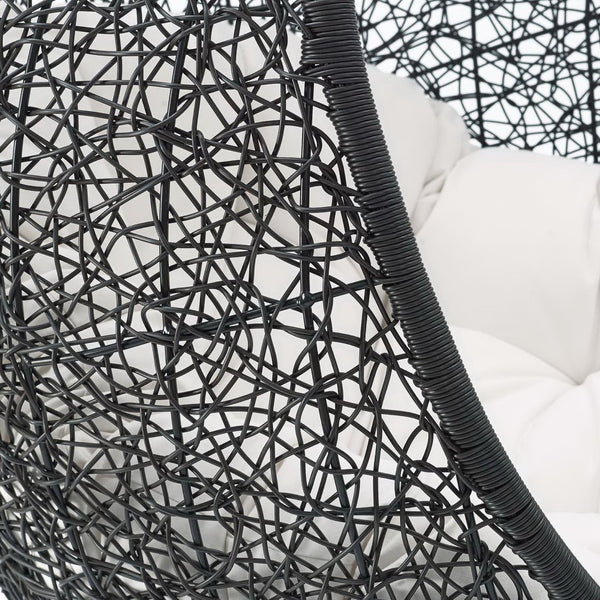 Modway Furniture Encase Sunbrella® Fabric Swing Lounge Chair - Durable Outdoor Comfort for Patios and Porches Black White EEI-3635-BLK-WHI