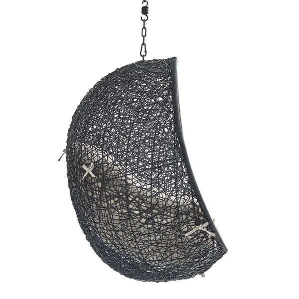 Modway Furniture Encase Outdoor Patio Swing Chair - Stylish Lounge with Plush Cushion for Ultimate Comfort & Durability Black Beige EEI-3636-BLK-BEI