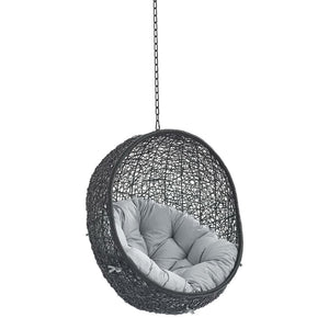 Modway Furniture Encase Outdoor Patio Swing Chair - Stylish Lounge with Plush Cushion for Ultimate Comfort & Durability Black Gray EEI-3636-BLK-GRY