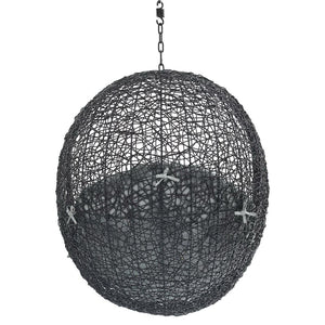 Modway Furniture Encase Outdoor Patio Swing Chair - Stylish Lounge with Plush Cushion for Ultimate Comfort & Durability Black Gray EEI-3636-BLK-GRY