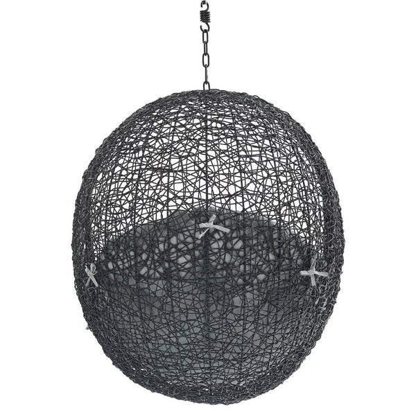 Modway Furniture Encase Outdoor Patio Swing Chair - Stylish Lounge with Plush Cushion for Ultimate Comfort & Durability Black Gray EEI-3636-BLK-GRY