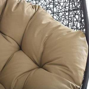 Modway Furniture Encase Outdoor Patio Swing Chair - Stylish Lounge with Plush Cushion for Ultimate Comfort & Durability Black Mocha EEI-3636-BLK-MOC