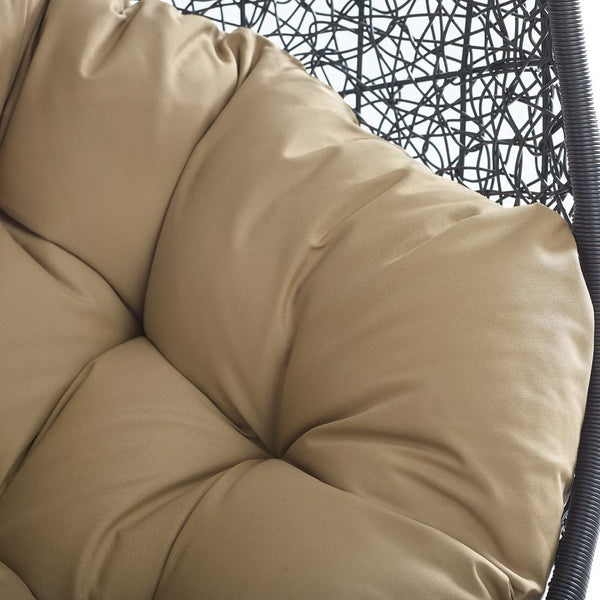 Modway Furniture Encase Outdoor Patio Swing Chair - Stylish Lounge with Plush Cushion for Ultimate Comfort & Durability Black Mocha EEI-3636-BLK-MOC