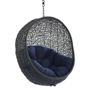 Modway Furniture Encase Outdoor Patio Swing Chair - Stylish Lounge with Plush Cushion for Ultimate Comfort & Durability Black Navy EEI-3636-BLK-NAV