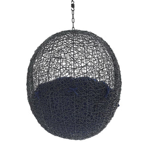 Modway Furniture Encase Outdoor Patio Swing Chair - Stylish Lounge with Plush Cushion for Ultimate Comfort & Durability Black Navy EEI-3636-BLK-NAV