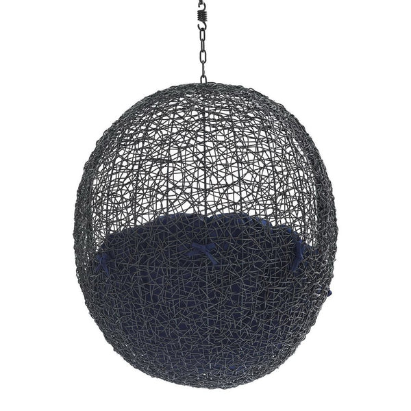 Modway Furniture Encase Outdoor Patio Swing Chair - Stylish Lounge with Plush Cushion for Ultimate Comfort & Durability Black Navy EEI-3636-BLK-NAV