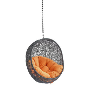 Modway Furniture Encase Outdoor Patio Swing Chair - Stylish Lounge with Plush Cushion for Ultimate Comfort & Durability Black Orange EEI-3636-BLK-ORA