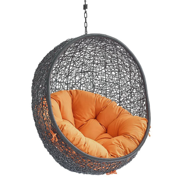 Modway Furniture Encase Outdoor Patio Swing Chair - Stylish Lounge with Plush Cushion for Ultimate Comfort & Durability Black Orange EEI-3636-BLK-ORA