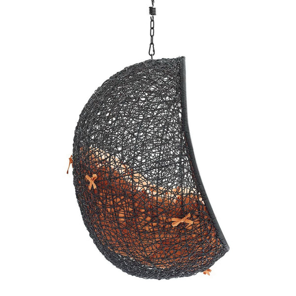 Modway Furniture Encase Outdoor Patio Swing Chair - Stylish Lounge with Plush Cushion for Ultimate Comfort & Durability Black Orange EEI-3636-BLK-ORA