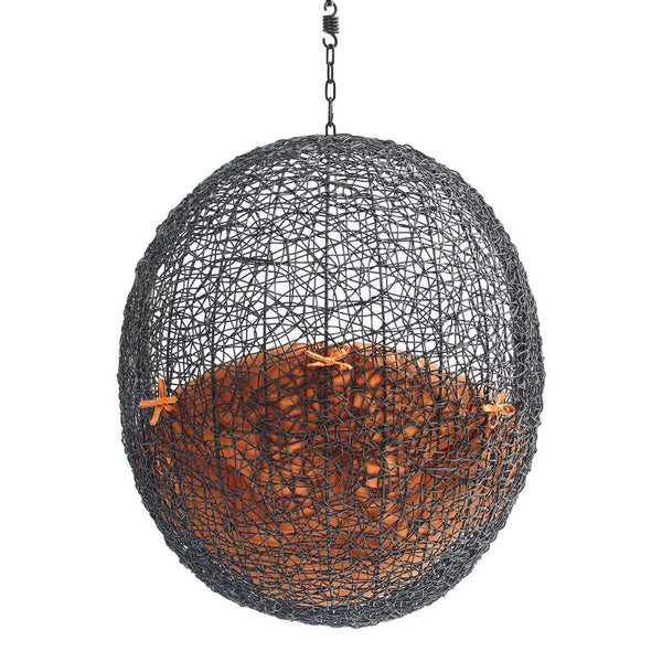 Modway Furniture Encase Outdoor Patio Swing Chair - Stylish Lounge with Plush Cushion for Ultimate Comfort & Durability Black Orange EEI-3636-BLK-ORA