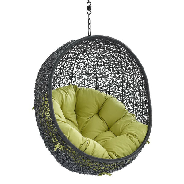 Modway Furniture Encase Outdoor Patio Swing Chair - Stylish Lounge with Plush Cushion for Ultimate Comfort & Durability Black Peridot EEI-3636-BLK-PER