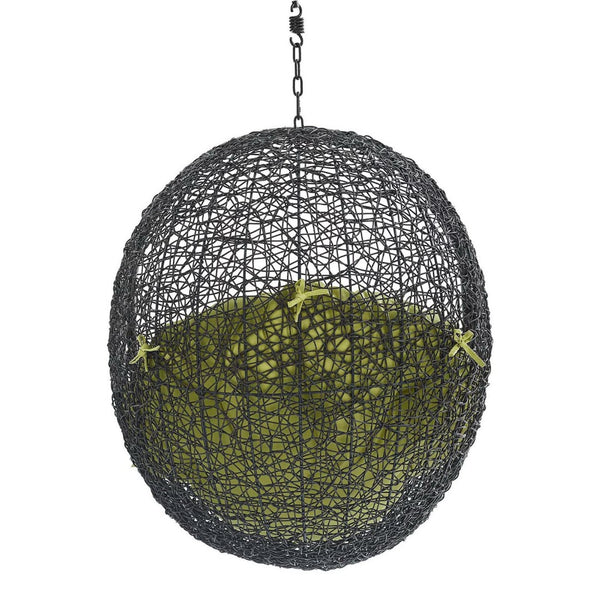 Modway Furniture Encase Outdoor Patio Swing Chair - Stylish Lounge with Plush Cushion for Ultimate Comfort & Durability Black Peridot EEI-3636-BLK-PER