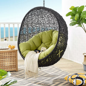 Modway Furniture Encase Outdoor Patio Swing Chair - Stylish Lounge with Plush Cushion for Ultimate Comfort & Durability Black Peridot EEI-3636-BLK-PER