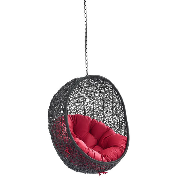 Modway Furniture Encase Outdoor Patio Swing Chair - Stylish Lounge with Plush Cushion for Ultimate Comfort & Durability Black Red EEI-3636-BLK-RED